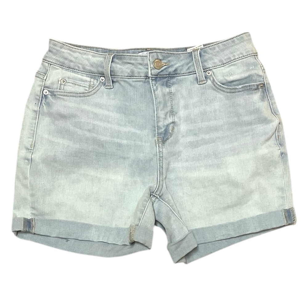 Time and Tru Women’s Mid Rise Classic 5-Pocket Cuffed Denim Shorts, Sz 2